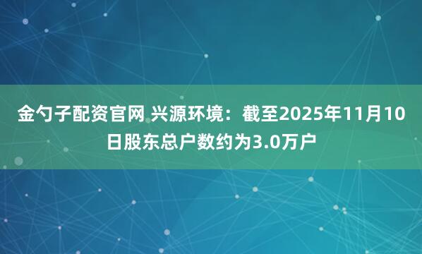 金勺子配资官网 兴源环境：截至2025年11月10日股东总户数约为3.0万户